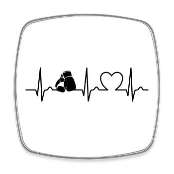 Herzkurve, EKG, Boxen, Kampfsport, Boxtraining - Viereckiger Kühlschrankmagnet - Weiß - Vorne
