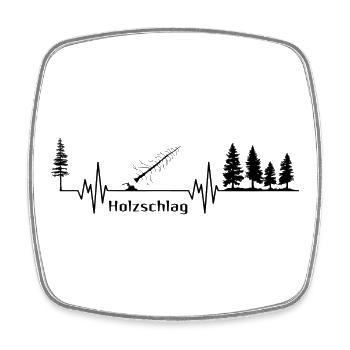 Holzschlag - Herzschlag SCHWARZ Woodlove Holzfälle - Viereckiger Kühlschrankmagnet - Weiß - Vorne