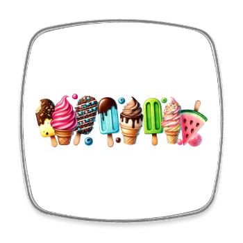 Einen süßen Touch mit diesen bunten Eis-Motiven - Viereckiger Kühlschrankmagnet - Weiß - Vorne