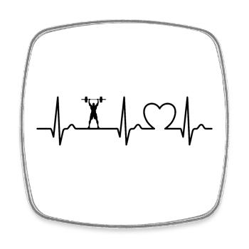 Herzkurve Gewichtheben - Kraftsport, EKG, Puls - Viereckiger Kühlschrankmagnet - Weiß - Vorne