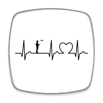 ECG Curve - Heart Curve - Drone Pilot - Drone - Square fridge magnet - white - Front