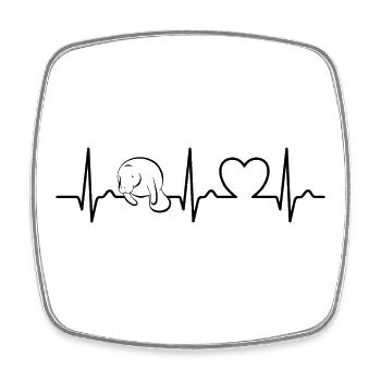 ECG Curve - Heart Curve - Pulse - Manatee - Manatee - Square fridge magnet - white - Front