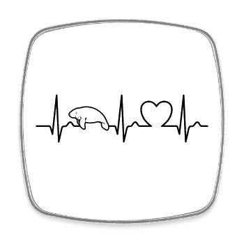 EKG Kurve - Herzkurve - Puls - Seekuh - Manatee - Viereckiger Kühlschrankmagnet - Weiß - Vorne