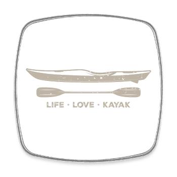 Life Love Kayak Emblem - Square fridge magnet - white - Front