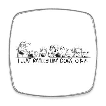 Happy Dog Team For Dog Lovers Dog Saying - Square fridge magnet - white - Front
