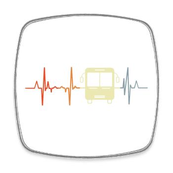 Bus Herzfrequenz - Viereckiger Kühlschrankmagnet - Weiß - Vorne