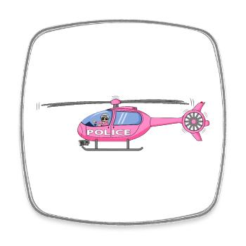 Polizeihubschrauber in Rosa - Viereckiger Kühlschrankmagnet - Weiß - Vorne