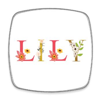 LILY name decorated with flowers - Square fridge magnet - white - Front