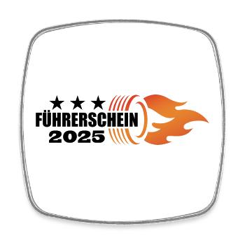 Führerschein bestanden 2025 - Fahrerlaubnis - Viereckiger Kühlschrankmagnet - Weiß - Vorne