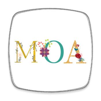 MOA Name Decorated with Flowers - Square fridge magnet - white - Front