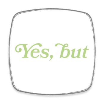 Yes, but – Minimalistisches Statement - Viereckiger Kühlschrankmagnet - Weiß - Vorne