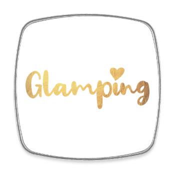 Glamping Heart Gold Luxury Camping Camper - Square fridge magnet - white - Front