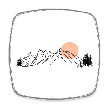 Sunset Ride Line Art on Black - Square fridge magnet - white - Front