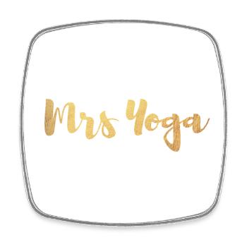 Mrs. Mrs. Yoga Fan Gold Exclusive Handwriting Pair - Square fridge magnet - white - Front