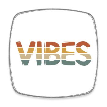 Retro Vibes – Vintage Style Schriftzug mit Spiegel - Viereckiger Kühlschrankmagnet - Weiß - Vorne