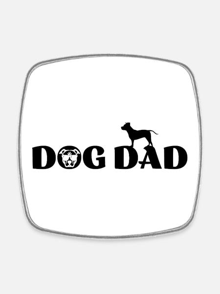 Staffy Pitbull Amoureux - Magnet carré - blanc