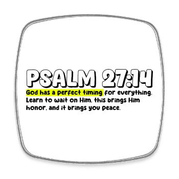 Psalm 27:14 | Bible Quote - Square fridge magnet - white - Front