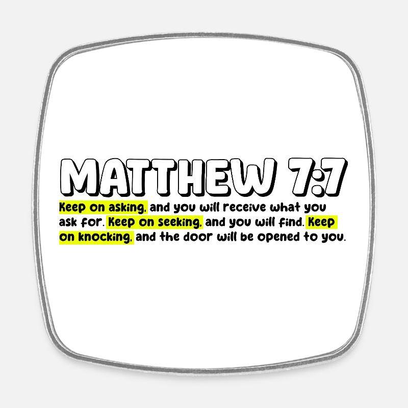 Matthew 7:7 | Bible Quote - Square fridge magnet - white