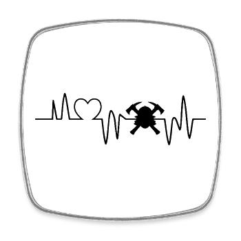 heartbeat firefighter fire department - Square fridge magnet - white - Front