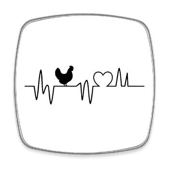 Poulet Coq Poule Heartbeat Poulets Fermier Fermier - Magnet carré - blanc - Devant
