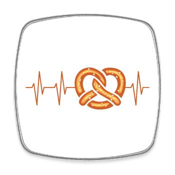 Brezel Herzschlag EKG Illustration - Viereckiger Kühlschrankmagnet - Weiß - Vorne