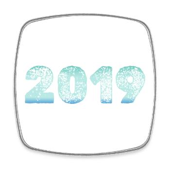 2019 mit künstlerischem Wasserfarben-Design - Viereckiger Kühlschrankmagnet - Weiß - Vorne