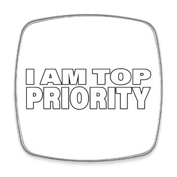 TOP PRIORITY - Viereckiger Kühlschrankmagnet - Weiß - Vorne