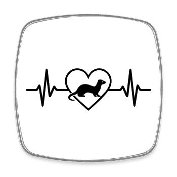 Ferret Heart - Square fridge magnet - white - Front