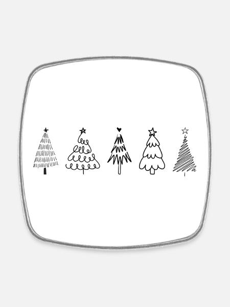Christmas trees - Square fridge magnet - white