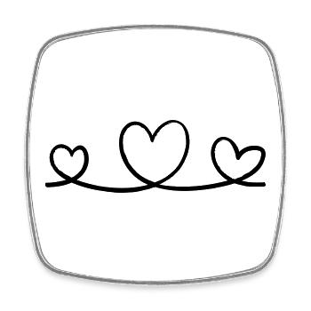 Graphique linéaire Trois cœurs – Motif minimaliste - Magnet carré - blanc - Devant