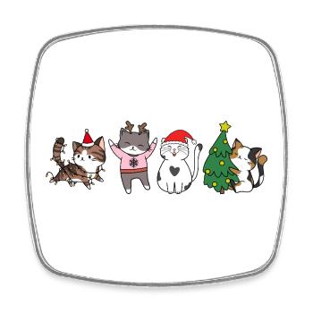 Chat à Noël - Magnet carré - blanc - Devant