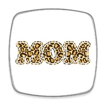 MOM Leopard Print Muster - Viereckiger Kühlschrankmagnet - Weiß - Vorne