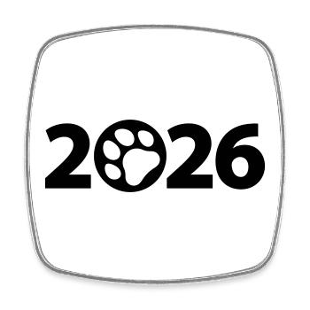 Hund 2026, Haustier 2026, Pfote 2026 - Viereckiger Kühlschrankmagnet - Weiß - Vorne