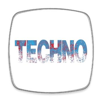 Techno Distressed Text Art - Square fridge magnet - white - Front