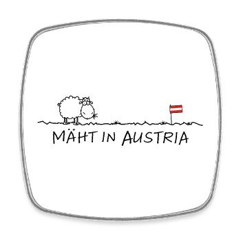Mäht in Austria – Austria: Humor with humour - Square fridge magnet - white - Front