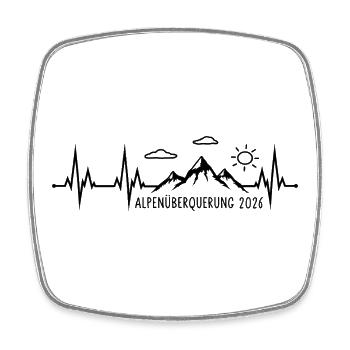 Crossing the Alps 2026 Mountains ECG Hiking Alps - Square fridge magnet - white - Front