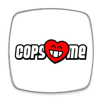 Cops love me (colors can be changed) - Square fridge magnet - white - Front