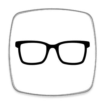 Brille - Viereckiger Kühlschrankmagnet - Weiß - Vorne