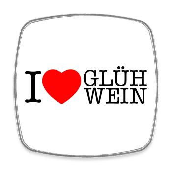 I love Glühwein Weihnachten Spruch - Viereckiger Kühlschrankmagnet - Weiß - Vorne