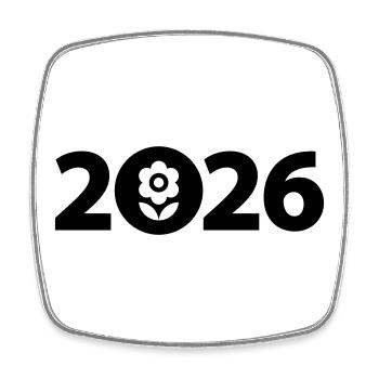 Jardinier 2026, Jardin 2026, Fleuriste 2026 - Magnet carré - blanc - Devant