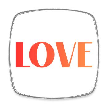 LOVE Liebe Schrift Gradient Typo in Rot Orange - Viereckiger Kühlschrankmagnet - Weiß - Vorne