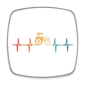 Farmer Herzschlagtraktor - Viereckiger Kühlschrankmagnet - Weiß - Vorne