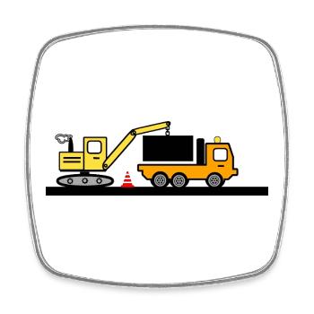 Bagger - Viereckiger Kühlschrankmagnet - Weiß - Vorne