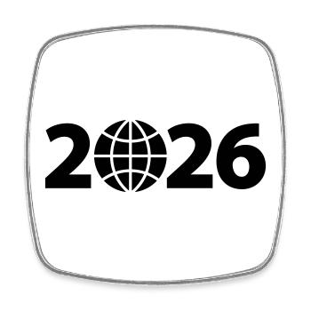 Globe 2026, World Tour 2026, Globe 2026 - Square fridge magnet - white - Front