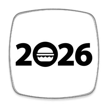 Burgers 2026, hamburgers 2026, fast food 2026 - Square fridge magnet - white - Front