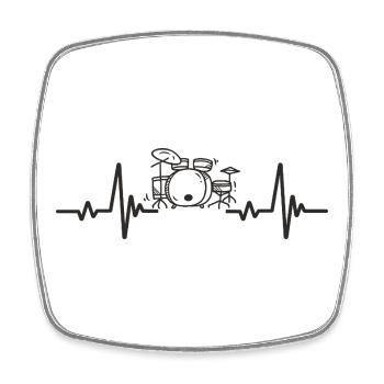 Drums Rhythm Music Instrument Drummer Heart - Square fridge magnet - white - Front