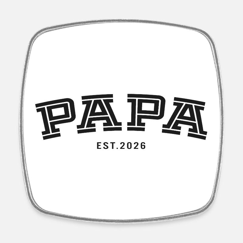 Papa Est. 2026 - Viereckiger Kühlschrankmagnet - Weiß