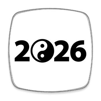 Ying Yang 2026, Harmonie 2026, Yoga Symbol 2026 - Viereckiger Kühlschrankmagnet - Weiß - Vorne
