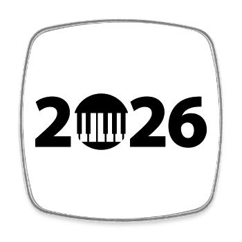 Piano 2026, Concert 2026, Pianiste 2026 - Magnet carré - blanc - Devant