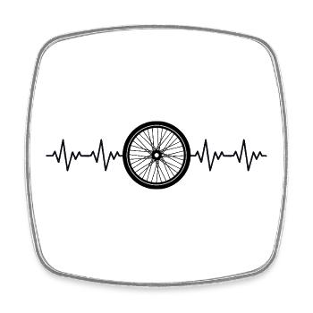 Cyclisme ECG Cycler Roue de vélo - Magnet carré - blanc - Devant